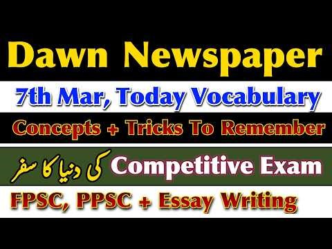 Dawn Newspaper Vocabulary With Urdu Meaning | Dawn Newspaper Reading | 7th Mar, 2026