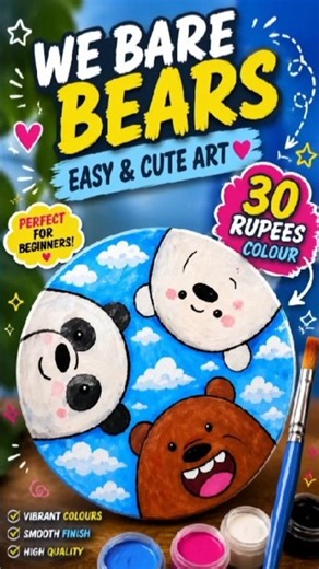 3 Cute Bears mini Painting #5😳🐻🎨 | Easy & Cute Art for Beginners #shorts📝