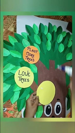 🌳 Easy Save Trees Classroom Decoration | Paper Tree Craft for Kids #fyp #ytshorts #trending