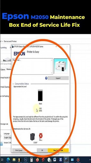 Epson Maintenance Box End of Service Life Fix | Epson M2050, M200, M105, M110, M310 | Full Solution