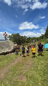 The boys perform the haka pōhiri to each rōpū returning to camp after a morning of training mau rākau. Kua tae te wā Kai! #Mokoia #TeWānangaMauTaiahaoMokoia #Taiaha #MauRākau | Te Wānanga Mau Taiaha o Mokoia