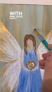 27K views · 575 reactions | [clip] Glitter paint! Any type of clear glitter paint is a great finishing touch ✨ #acrylicpainting #tutorials #howto #angel #glitter #diy #easypainting #beginnerfriendly | Emily Seilhamer Art | Facebook
