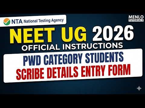 👉 NEET UG 2026 ALERT ⚠️ Scribe Details Update | PwD Students MUST Fill Before Deadline #pwdbstudents