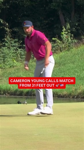 Cameron Young DELIVERED his match-winning putt for the U.S. Team! 👏 📺: Presidents Cup on NBC & Peacock #presidentscup #golfing #chicago