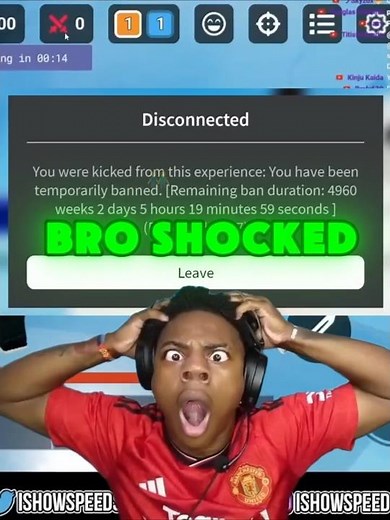 IShowSpeed ban for 5,000 weeks 💀 #ishowspeed #roblox #viral #shorts