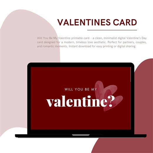 Will You Be My Valentine Card Printable | Minimalist Digital Valentine | Instant Download - Etsy Canada