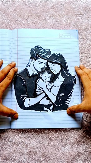 Creative 3D Parents Day Notebook Drawing ❤️ Incredible Mini Art | Family Art #youtubeshorts