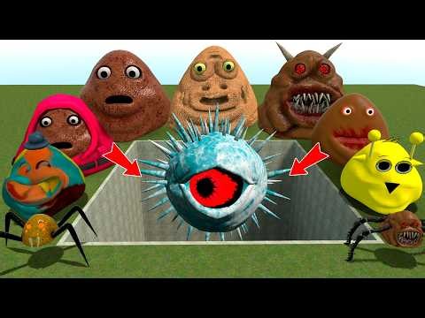 ALL NORMAL 3D POU BOU'S REVENGE VS ICE Mr BLACK SUN SPRUNKI PHASE 4 in BIG HOLE in Gmod