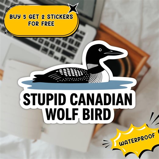 Canadian Wolf Bird Sticker, Funny Bookish Humor, Waterproof Vinyl - Etsy