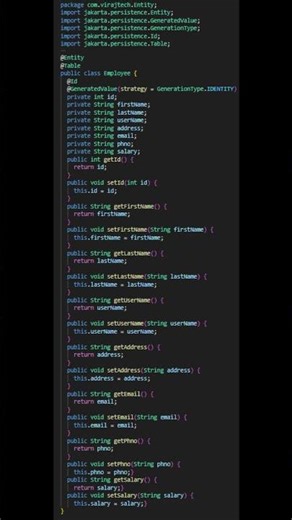 Employee.java | Employee class for Employee Management System project with code in description