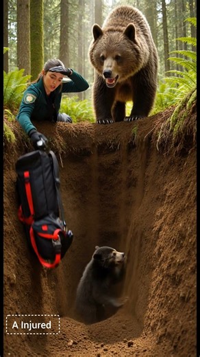 Mother Bear’s Desperate Cry for Help Baby Trapped in Deep #AnimalRescue #BearRescue #SaveAnimals