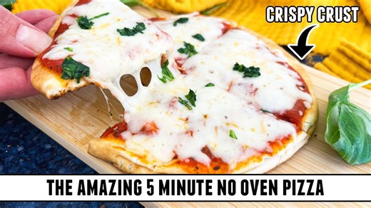 5-minute no-oven pizza | Crispy crust & homemade sauce
