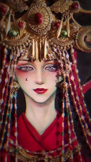 【小梦】繪畫美妝cos - 傀新娘 | 這才是真正的紙嫁衣吧！| 一個溫馨的故事，畫師喜歡上了畫中人，長長久久的在一起...... #Coser#shorts｜Coser Tiểu Mộng小梦李孟羲