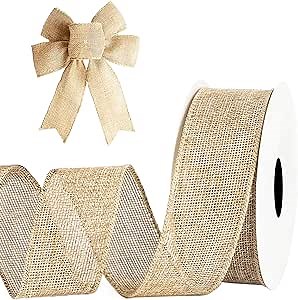 Amazon.com: MuRealy 2 Inch Natural Burlap Wired Ribbon - 10 Yards, Shedding-Free | for Floral Arrangements, Wreaths, Gift Wrapping & Rustic Crafts