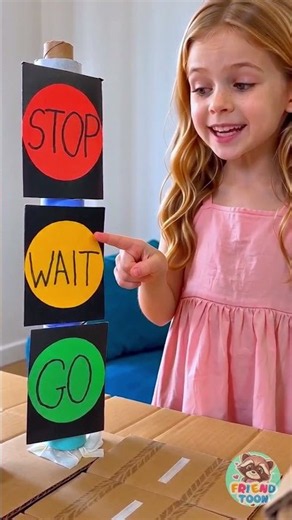 🚦 Ready?! Let's Make A REAL Looking Traffic Light! 📦🤩 #kids #play