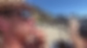 Public Beach - Big Tits Girl sucks Dick at nude beach surrounded by voyeurs