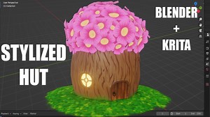 Creating a Stylized Hut in Blender with Krita