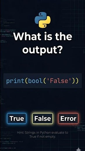 Python Logic Trick: Can You Guess the Output? 🐍 | bool('False') #Python #coding #machinelearning