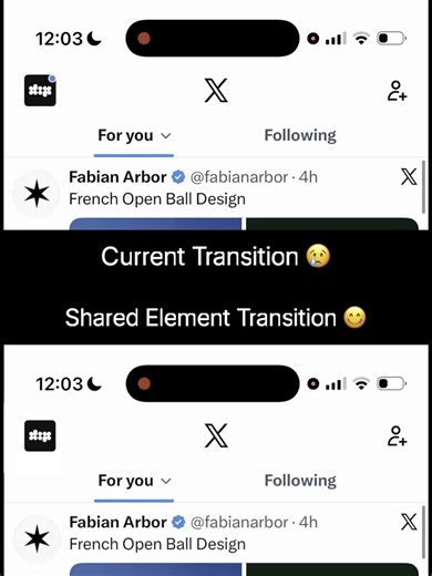 I kinda wish the pfp used a shared element transition