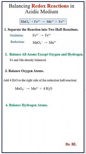 Electrochemistry - Balancing Redox Reactions using Half-Reaction Method in Acidic Medium.