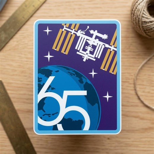 Space Station 65 Anniversary Sticker, Orbit Earth Mission Patch Style Vinyl Decal, Retro Space Badge Waterproof Laptop Car Sticker - Etsy