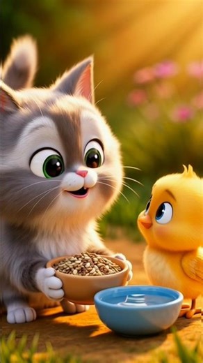Little Bird & Kind Kitty 🐦😺 | Cute Kids Cartoon #cartoon #kidscartoon #shorts