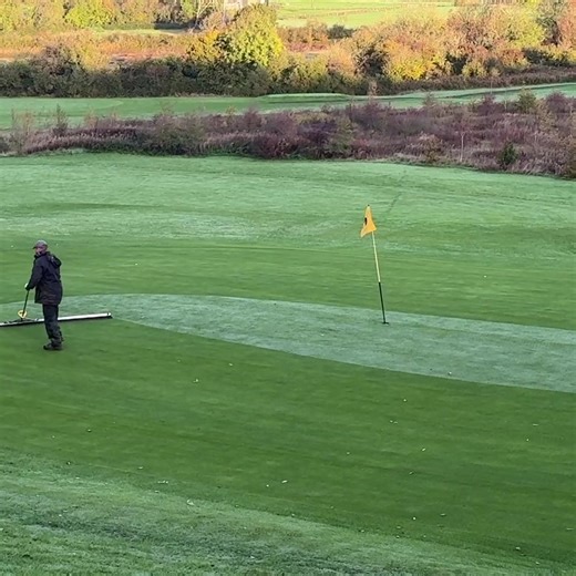 Why do we squeegee greens early in the morning? 🌅 1. To remove dew or rainwater Overnight, dew, frost, or rain often accumulates on the greens. The moisture makes the surface slower and inconsistent for putting. Using squeegees removes that layer of water so the greens roll truer and dry more evenly. 🌿 2. To protect the turf If water sits on the grass too long, it can: • Promote fungal diseases (like dollar spot or pythium blight) • Limit oxygen to the roots • Cause turf damage when mowers or 