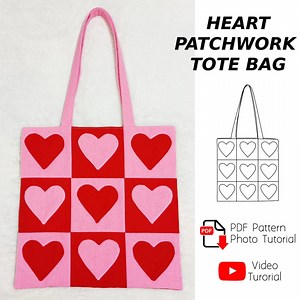 Heart Patchwork Tote Bag Sewing Pattern (PDF Download) - Etsy Canada