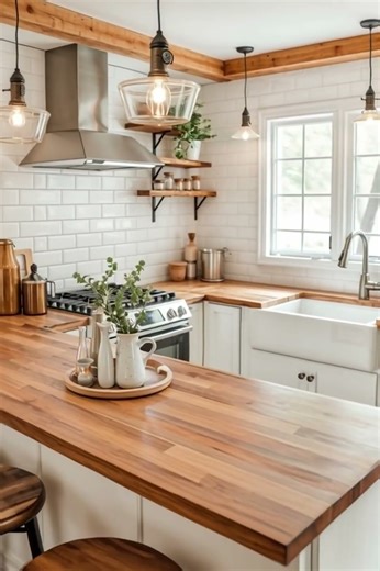 Cozy Rustic Kitchen | Wood Accents & Minimal Style