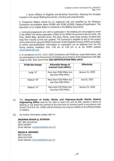 INVITATION TO BID (CIVIL WORKS) FOR CONTRACT ID No. 26OH0017
