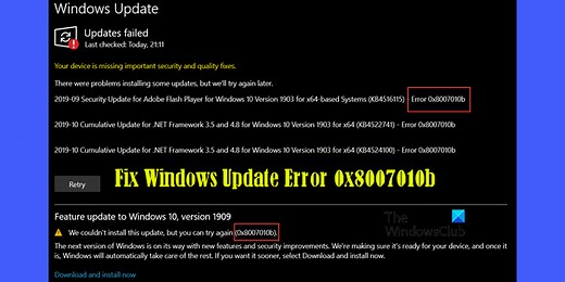 Fix 0x8007010b Windows Update Error