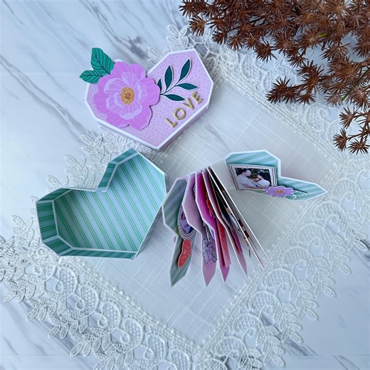 Heart Box Mini Album - Cut File(svg Dxf Png ) for Silhouette & Cricut, Digital Scrapb, 3D Paper, Paper Cutting, DIY. - Etsy