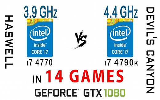 i7-4770 3.9Ghz vs i7-4790K 4.4Ghz CPU游戏性能测试对比（显卡为GTX 1080） 1080P 60帧视频
