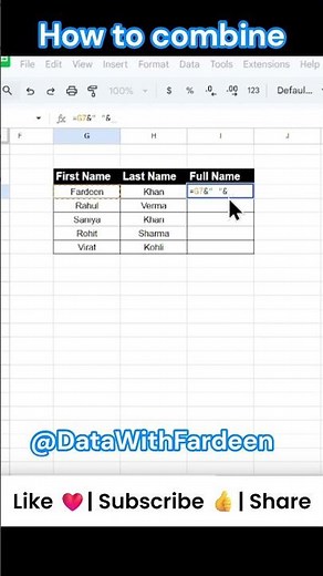How to Combine Two Cells in Google Sheets 🔥 | Merge Names with Formula