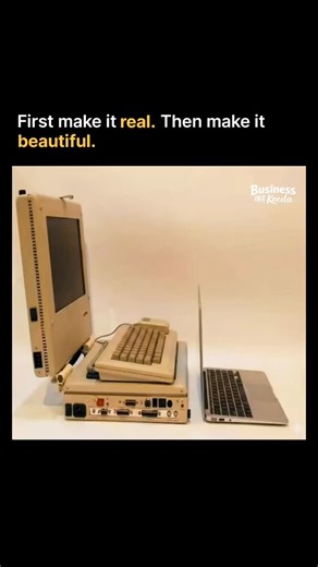 Business का Keeda on Instagram: "Every breakthrough starts the same way: rough, bulky, unpolished—but real. This is the story of the Mac. The first version wasn’t sleek. It wasn’t portable. It wasn’t “designed.” But it existed. And because it existed, it could evolve. From a suitcase-sized block of beige plastic to one of the thinnest computers ever made— that leap wasn’t luck. It wasn’t aesthetics. It was iteration. It was engineering. It was the courage to ship before perfection. Every technol