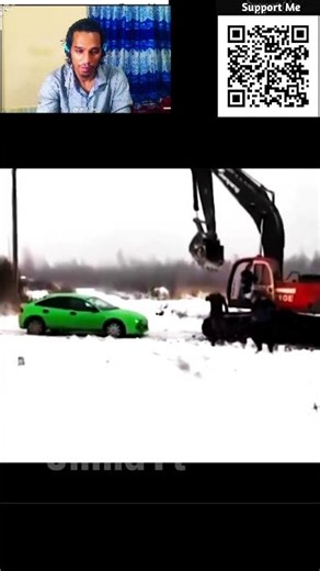 Excavator DESTROYS Stuck Car in Snow! 🚜💥 (Wait for the Flip) #Shorts