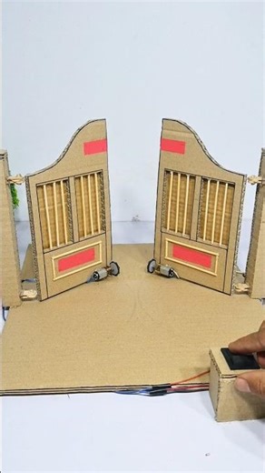 Big size automatic gate with cardboard #diy #shorts #schoolproject