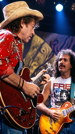 Carlos Santana and Elvin Bishop trade licks at the 1986 Fillmore jam with John Lee Hooker