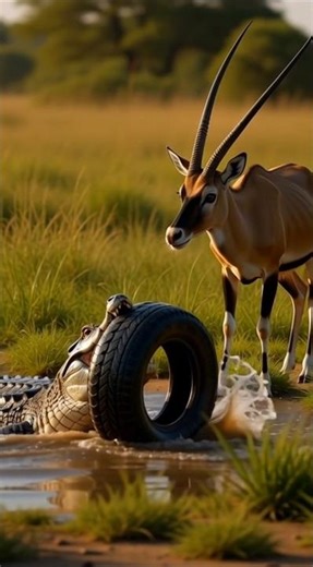 Antelope vs Crocodile: Epic Wildlife Encounter in the Savannah!"#youtube