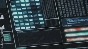 Slow tracking shot Tablet screen with various data and graphical data on the financial crisis