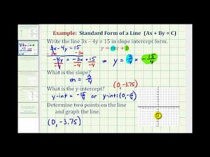 Ex 2: Given Linear Equation in Standard Form, Write in Slope-Intercept Form to Graph
