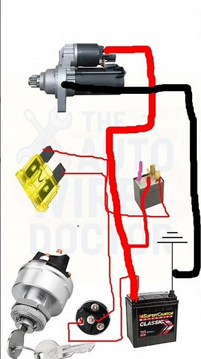 Starter motor connection / Starter motor with relay connection
