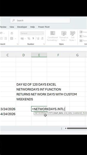 Day 62 Of 120 Days Excel | Network Days International Function | #excelchallenge