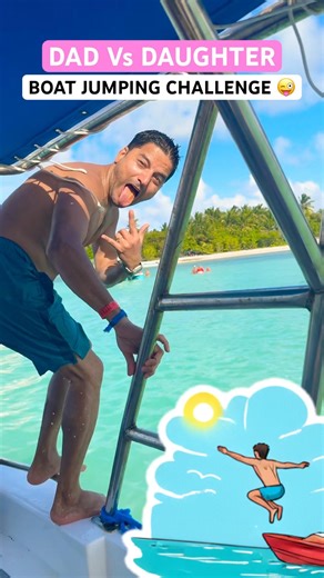 BOAT JUMPING CHALLENGE: DAD Vs DAUGHTER 😜 CARIBBEAN BEACH…WHY NOT ITS SPRING BREAK 😂