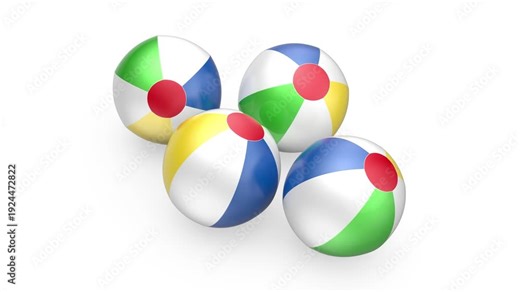 Four colorful beach balls on white background