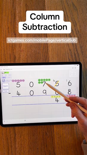 Column Subtraction: a tool@To@Model@What’s happening when using the formal written method. #freegames #subtraction #teachertok #maths #arithmetic