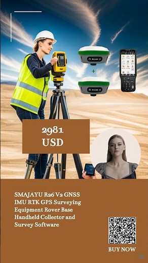 AI video: SMAJAYU R26 V2 GNSS IMU RTK GPS Surveying Equipment Rover Base #landsurveying