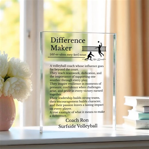 Volleyball Coach Difference Maker Gift, Inspirational Keepsake for Coach Recognition Award, End of Season Volleyball Team Gift for Coach, - Etsy