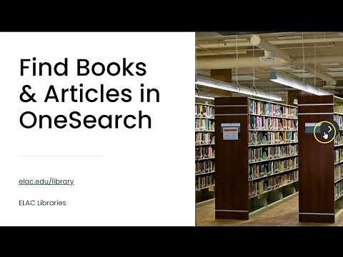 Find Books and Articles in OneSearch
