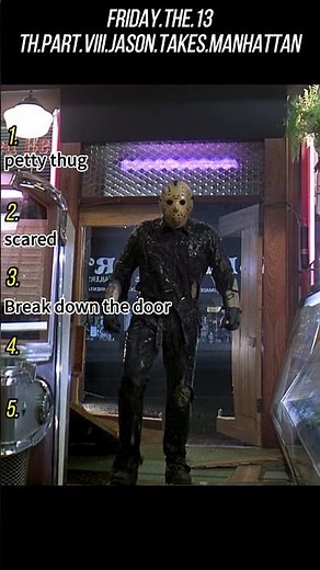 Jason removes his mask to show his monstrous face.